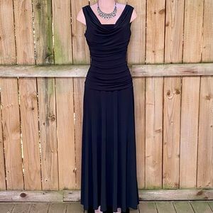 NM Nightway Black Stretch Cowl-Neck Maxi Dress EUC